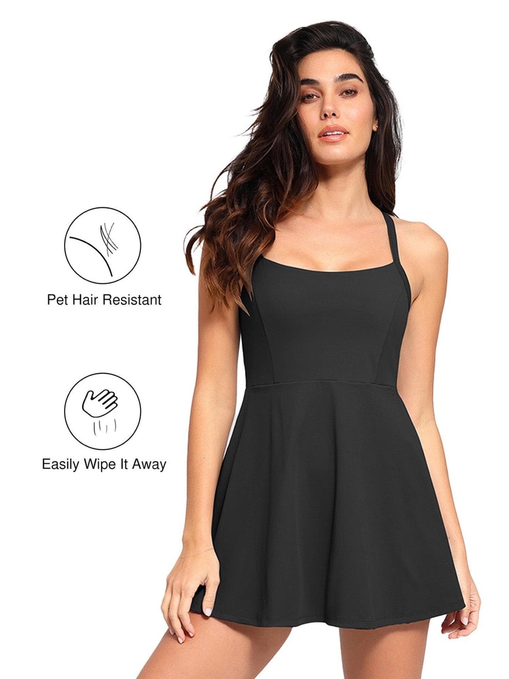 Popilush Shapewear Pet Hair Resistant Crisscross Back Workout Dress Small
